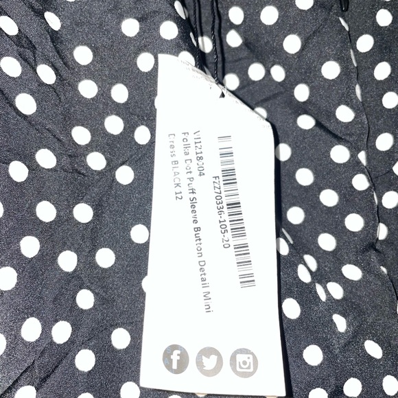 POLKA DOT PUFF SLEEVE BUTTON DETAIL MINI DRESS - Picture 4 of 5